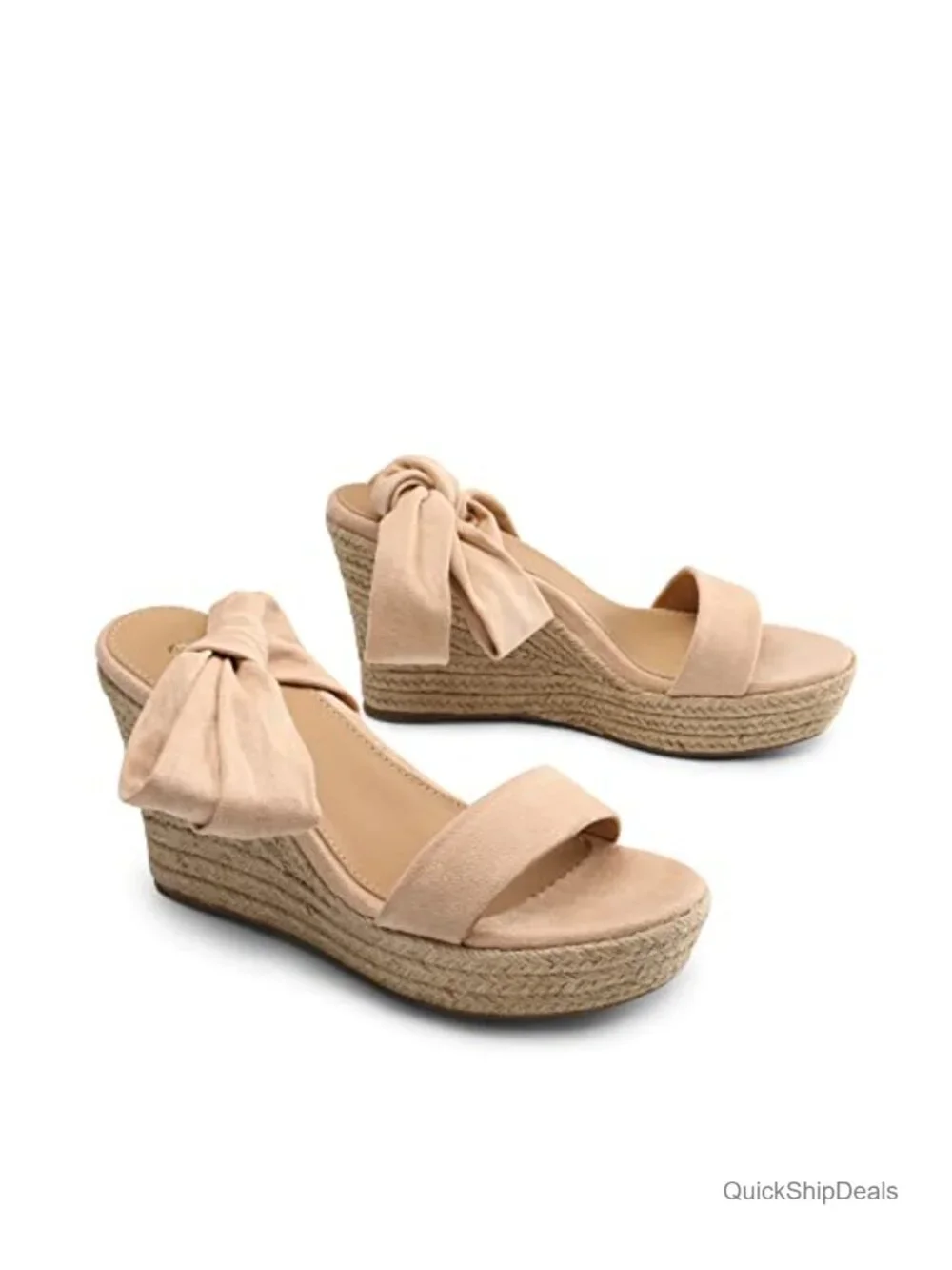 Open Toe Espadrilles Wedges Lace Up Ankle Strap Platform Sandals Faux Suede